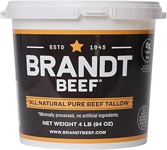 Brandt Beef Tallow – 100% Pure Beef Tallow for Cooking | 64 oz (4 lb) Tub Beef Tallow for Deep Frying | High Smoke Point | No Additives or Preservatives | Sustainably Sourced | Family-Owned Ranch USA