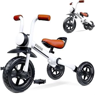 2-in-1 Kids Balance Bike and Kids Tricycle for 2 to 5 Year Old, Toddler Balance Bike with Detachable Pedals, Tricycles for 3-5 Year Olds with Stitched Soft Grip, White