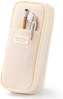 Big Capacity Pencil Case Large Pencil Pouch Stationery Pen Bag for Teen Girls, Cream, Simple