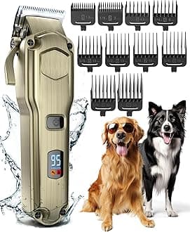 oneisall Dog Clippers for Grooming Thick Heavy Fur / Low Noise Rechargeable Cordless Pet Razor with Stainless Steel Blade/Waterproof Dog Razor for Dogs