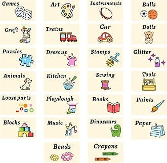 Toy Label Decals Toy Storage Stickers for Kids Toy Room Playroom Decor Organizer Stickers Classroom Labels Pictures Organization Labels for Bins Household Organizing for Containers Boxes