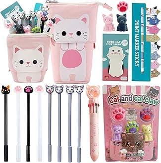 Primo Lines Stationary Set - Cute Stationary Set Pop Up Pencil Case, Kawaii Stationary Set comes with 1 Pop Up Boba Pencil Case Pink or Brown, Unicorn Pencil Case Unicorn Stationary Set For Girls